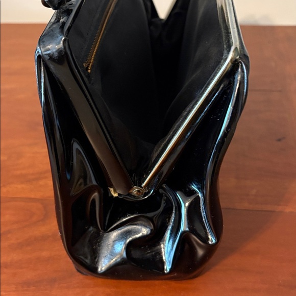 vintage Black Patent Leather Clutch - Picture 9 of 12